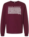 Hometown South Dakota Long Sleeved Tee Shirt-Maroon