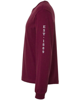 Hometown South Dakota Long Sleeved Tee Shirt-Maroon