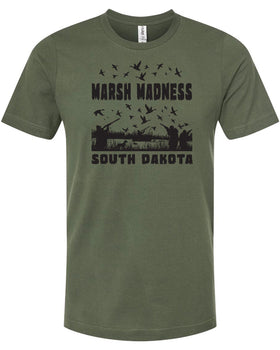 Marsh Madness South Dakota - Crew Neck Tee - 100%Cotton - Military Green