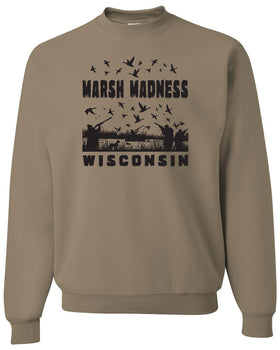 Marsh Madness - Wisconsin - Crew Neck Sweatshirt - Khaki - 50/50 Cotton/Poly