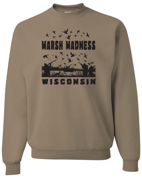 Marsh Madness - Wisconsin - Crew Neck Sweatshirt - Khaki - 50/50 Cotton/Poly