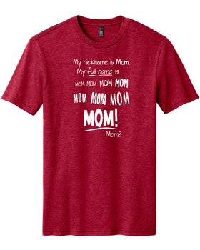 My Name Is MOM Short Sleeved Tee - Red Fleck