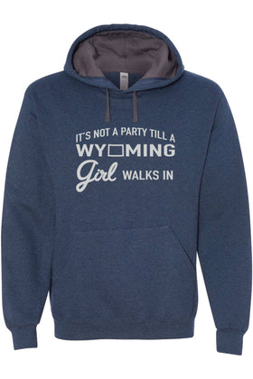 Wyoming Party Girl Hooded Sweatshirt - Indigo Heather