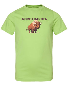 Tug the Cartoon Buffalo - North Dakota Toddler/Youth Tee Shirt
