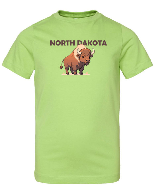 Tug the Cartoon Buffalo - North Dakota Toddler/Youth Tee Shirt