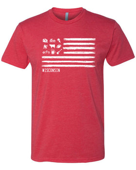 Wisconsin Icons Flag Short Sleeved Tee