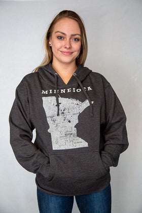 Hometown Minnesota Hooded Sweatshirt-Charcoal Heather