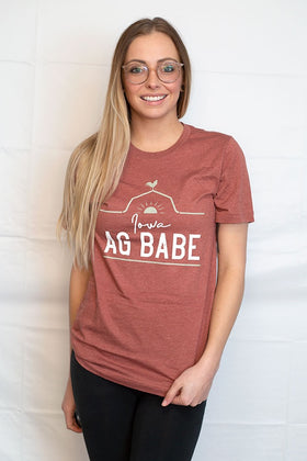 Iowa Ag Babe Short Sleeve Tee Shirt - Heather Clay
