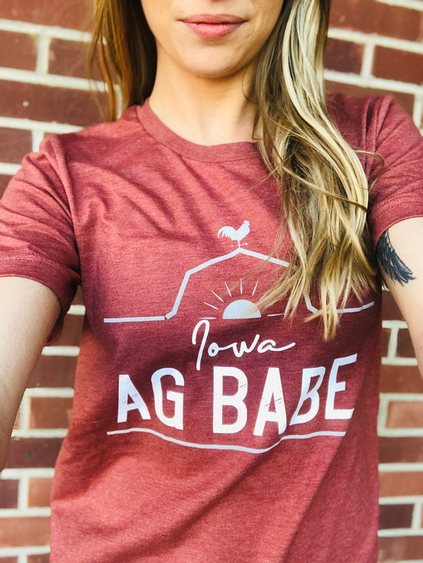 Iowa Ag Babe Short Sleeve Tee Shirt - Heather Clay