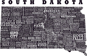 Hometown South Dakota Baseball Tee - Smoke/Camo