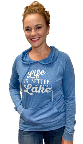 Life Is Better At The Lake Vintage Washed Featherweight Hoodie