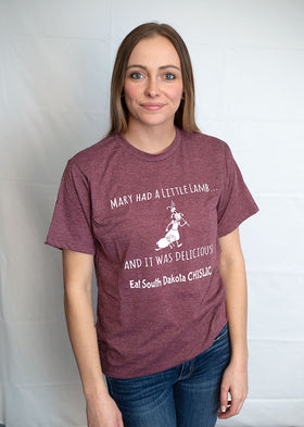 CHISLIC Mary Had a Little Lamb Short Sleeve Tee Shirt - Heather Burgundy