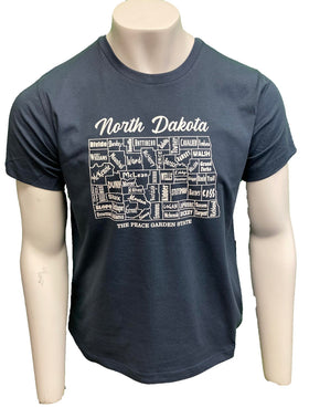 North Dakota Counties Short Sleeved Tee - Steel Blue