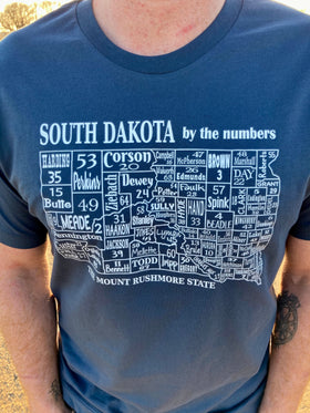 South Dakota Historical Counties Tee Shirt - Steel Blue